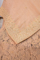 Peach net lehenga